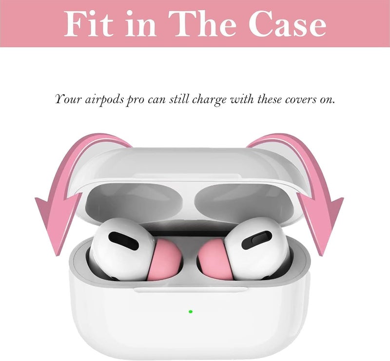 Vsagier 4 Pairs Replacement Ear Tips for AirPods Pro for AirPods Pro 2 with Noise Reduction Hole, Non-Slip Soft Silicone Ear Tips for AirPods Pro and Fit in The Charging Case(XS/S/M/L) Sakura Pink - Image 3